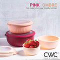 COOK WITH COLOR Prep Bowls with Lids- Wide and Deep Nesting Plastic Small Mixing Bowl Set with Lids, 8 Piece Set - Wide Bowls, Rose Rose 8 Piece