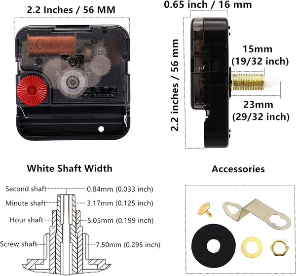 TIKROUND 12888 Quartz DIY Wall Clock Movement Mechanism Repair Parts Replacement Kit Sweep Silent Movement,13mm (1/2 Inch) Maximum Dial Thickness,