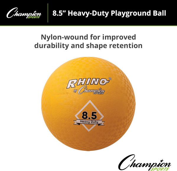 Champion Sports Playground Balls – Single Balls & Sets, Multiple Colors, Durable Nylon-Wound Construction for Kickball & Indoor/Outdoor Play 8.5