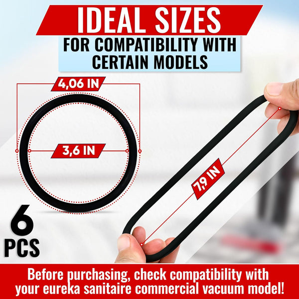 6Pcs Sanitaire Vacuum Belts - Sanitaire Vacuum Parts - Durable, Flexible, Easy Installation, Long Service Life - Compatible with SC679K, SC684,