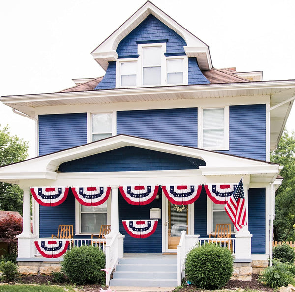 6 PCS 4th of July Decorations Outdoor, 1.5 x 3 FT American Flag Banner, Patriotic Bunting USA Pleated Fan Flags US Half Fan Flag Independence Day