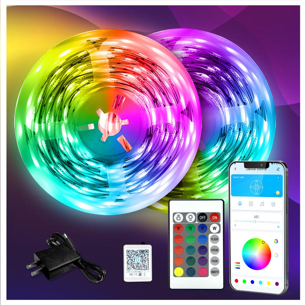 DAYBETTER LED Strip Lights 130ft Lights Strip for Bedroom, Desk, Indoor Room Bedroom Birthday Gifts RGB Decor with Remote and 24V Power Supply