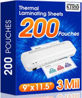 KTRIO Laminating Sheets, Hold 8.5 X 11 Inches Sheets, 200 Pack, 3 Mil Clear Thermal Laminate Pouches for Laminator, 9 X 11.5 Inch Lamination Paper