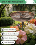 10" Small Metal Bird Bath with Stake, Outdoor Birdbath for Garden 10 "diameter, 1.6" depth