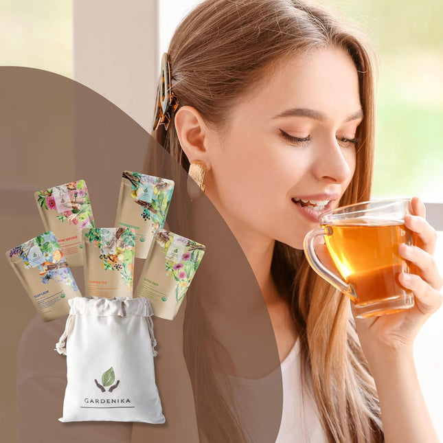 Gardenika Organic Loose Leaf Tea Sampler - Herbal Caffeine-Free Set - Ayurvedic 