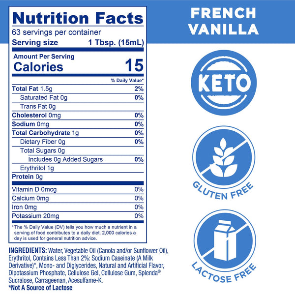 SPLENDA Sugar Free French Vanilla Coffee Creamer, 32 Fl Oz French Vanilla 32 Fl Oz (Pack of 1)