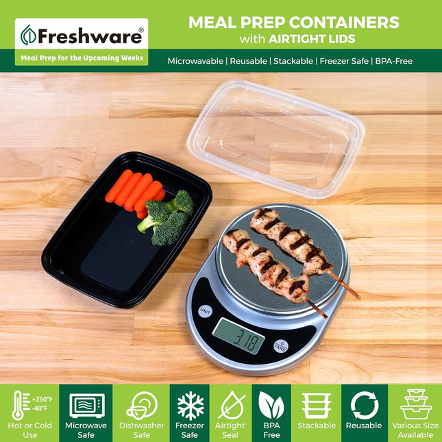 Freshware Meal Prep Containers [50 Pack] 1 Compartment Food Storage Containers with Lids, Bento Box, BPA Free, Stackable