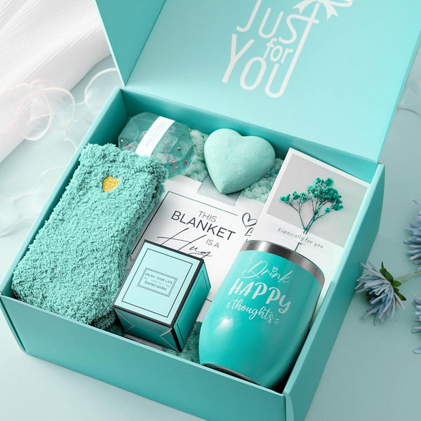 Mothers Day Gifts for Mom, Get Well Soon Gifts Self Care Gifts, Gardenia Spa Gift Basket Care Package with Blanket, Christmas Valentines Birthday