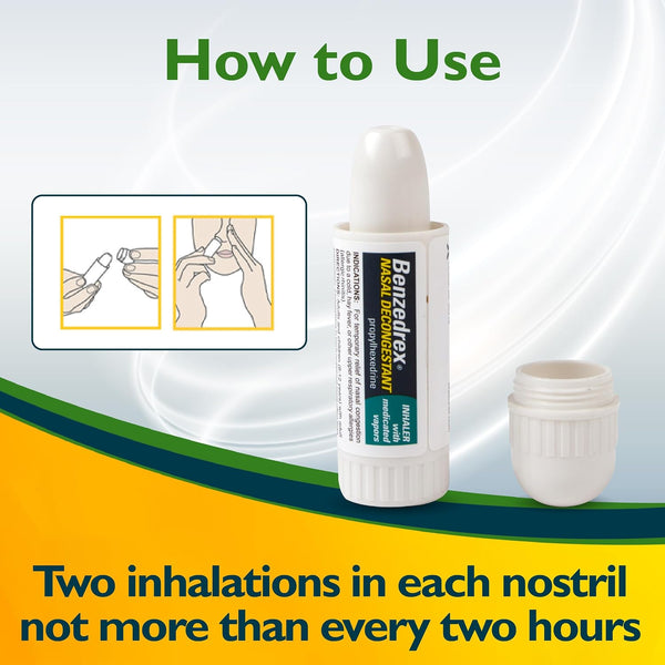Benzedrex Nasal Decongestant Inhaler – Medicated Vapor Relief for Sinus Pressure, Nasal Congestion, Allergies, Hay Fever & Colds, 12 Count