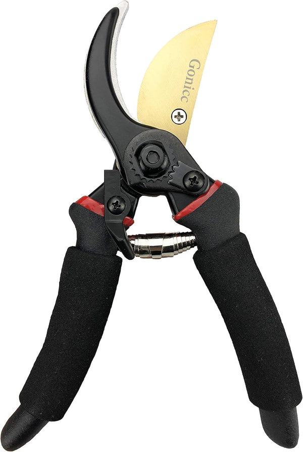 gonicc 8" Professional Premium Bypass Titanium Pruning Shears(GPPS-1003) | Titanium coated SK5 steel blade, Ergonomic non-slip handle, Sap groove