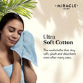 Miracle Made Soft Face Towel, Long-Staple Silver-Treated Cotton Fabric – Fade Resistant, Highly Absorbent, Quick-Drying Wash Cloth, Sky Blue 13x13in