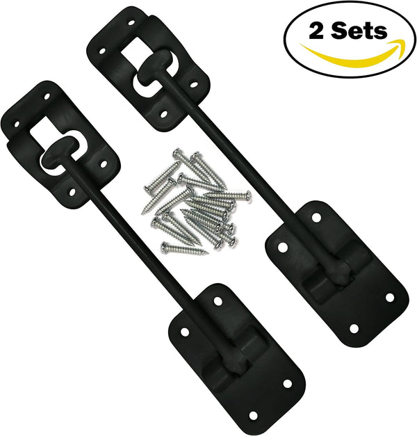 Camp'N 6" RV Door Holder and Latch - Camper & Trailer Door Catch - T Style OEM - Black 2 Pack with Hardware 6 Inch Black