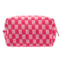PAZIMIIK Checkered Makeup Bag for Purse Portable Zipper Make Up Pouch Small Cosmetic Case for Travel Accessories (Hotpink) Hotpink 1 Pack Box Pouch