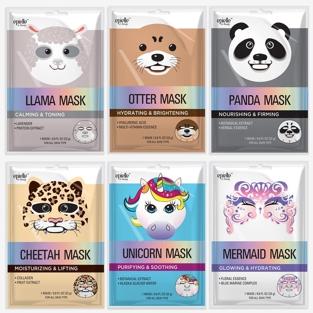 Epielle Animal Character Sheet Masks | Korean Spa Masks for All Skin Types | Fac