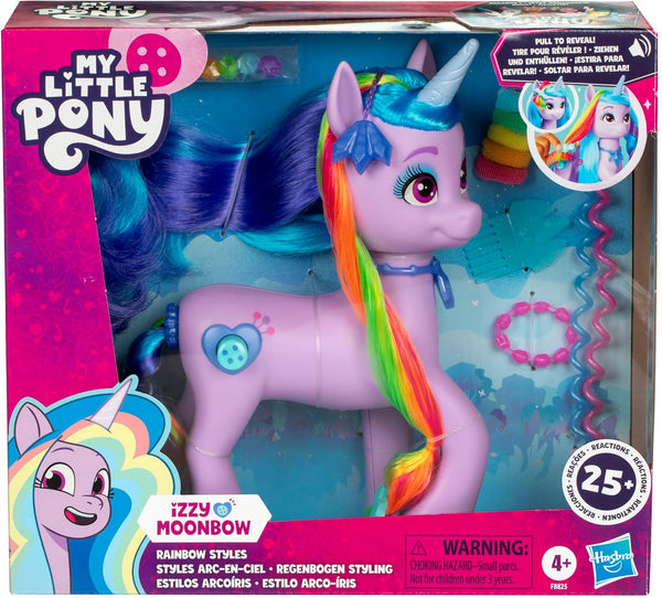 My Little Pony: Tell Your Tale Rainbow Styles Izzy Moonbow, Hair Styling Figure with Sounds, 9.5-Inch Unicorn Toys for Girls and Boys Ages 4+