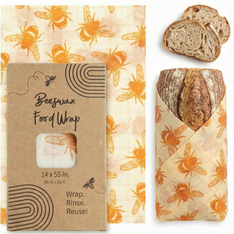 XXL Reusable Beeswax Wrap Roll 14 X 55 in | Cut to Size Beeswax Wraps for Food | Fold into Bread Bags | Cute Food Wraps | Gift Reusable Wrap