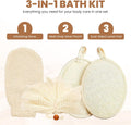 Loofah Exfoliating Body Scrubber Pack - Ramie Shower Pouf, Natural Bath Sponge, Women Bathing Sponges for Exfoliation, Organic Washing Glove, Soft