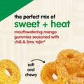 Snak Club Tajin Mango Rings Gummy Candy, Fruit Candy Gummies with Chili and Lime Seasoning, Mild, Gluten-Free and Vegan Snacks, 11 oz Resealable