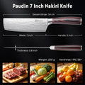PAUDIN Nakiri Knife - 7" Razor Sharp Meat Cleaver and Vegetable Kitchen Knife, High Carbon Stainless Steel, Multipurpose Asian Chef Knife for Home