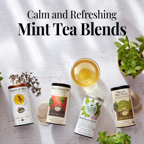 The Republic of Tea - Orange Ginger Mint Herbal Tea, 36 Tea Bag, Tin | Caffeine-free 36 Count (Pack of 1)