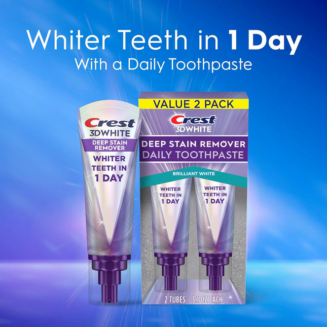 Crest 3Dwhite Brilliance Deep Stain Remover Brilliant White Toothpaste - 3.1Oz/2