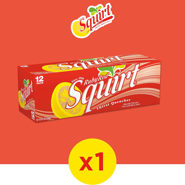 Squirt Ruby Red Grapefruit Soda, 12 fl oz cans, 12 pack Ruby Red Grapefruit 12 Fl Oz (Pack of 12)