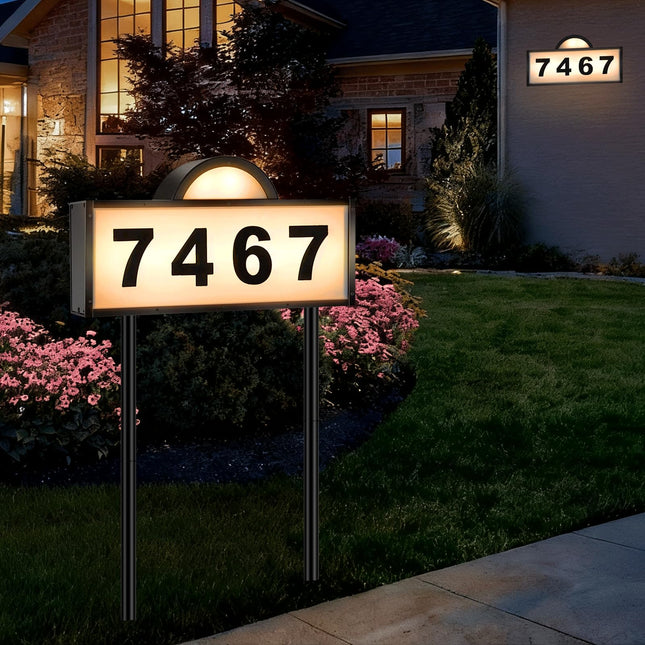 Solar House Numbers for Outside, Aqonsie Solar Powered Address Sign, Waterproof outside 3000K Warm LED & 4500K & 6000K W