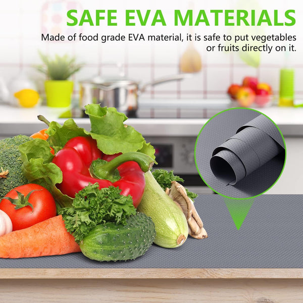 Shelf Liners for Kitchen Cabinets Refrigerator Liners Waterproof & Oil-Proof Kitchen Cupboard Liner Plastic Drawer Mats EVA Non Adhesive Fridge