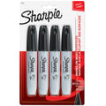 Sharpie Permanent Markers, Large, Chisel Tip, Black, 4 Count - Marks on Paper, Plastic, Metal, and More 4 Count (Pack of 1) Markers