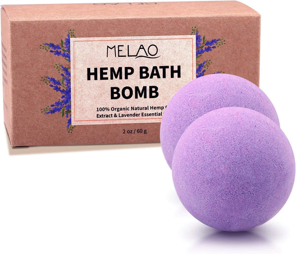 Bath Bombs,2 Pack Fizzy Spa Gift Natural Hemp Oil Extract and Lavender Essential Oils Bath for Moisturizing Dry Skin,Relaxing,Bubble Bath for