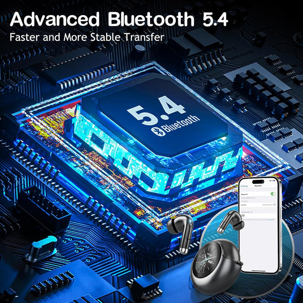 Wireless Earbuds Bluetooth Headphones, Bluetooth 5.4 Stereo Sound with LED Display, Active Noise Cancellation, IP7 Water Resistant In-Ear