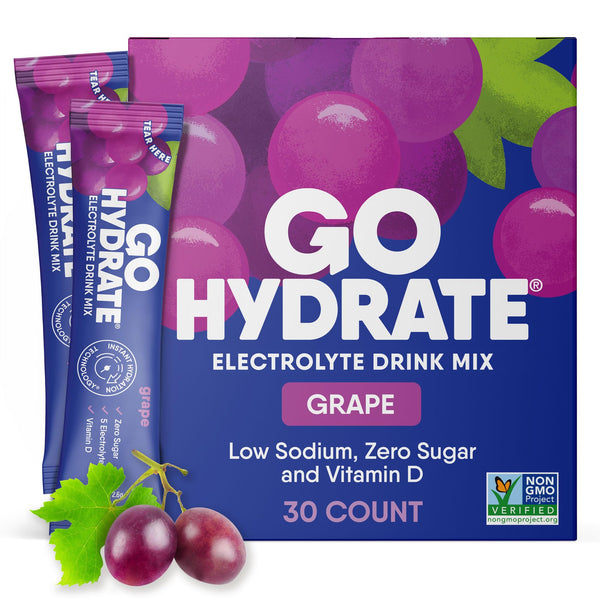 Gohydrate Instant Hydration Powder Packets - Low Sodium Electrolytes Drink Mix - Natural Hydration Support, Sugar Free Electrolyte Flavored Powder