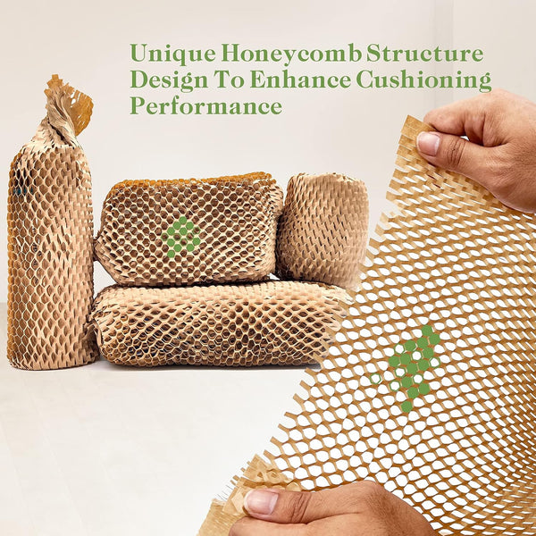 Honeycomb Packing Paper, 15" x 131' Packing Paper Substitute Alternative for Bubble Cushioning Wrap for Moving Shipping Packaging, Recyclable