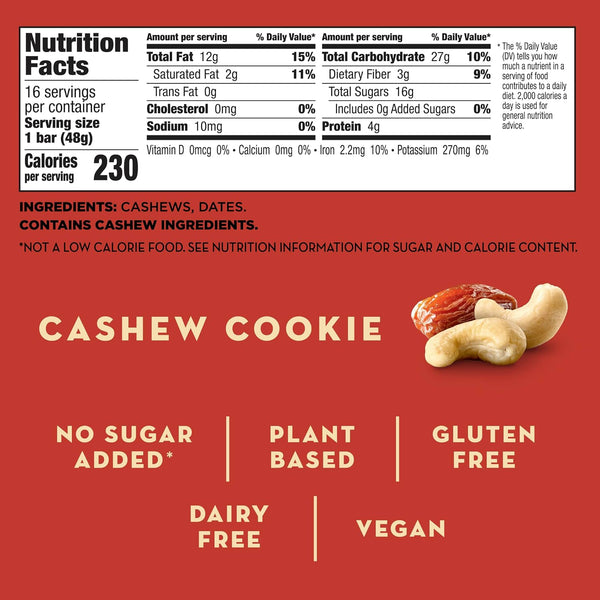 Larabar Cashew Cookie, Fruit and Nut Bars, Gluten Free and Vegan, 27.2 oz, 16 Ct