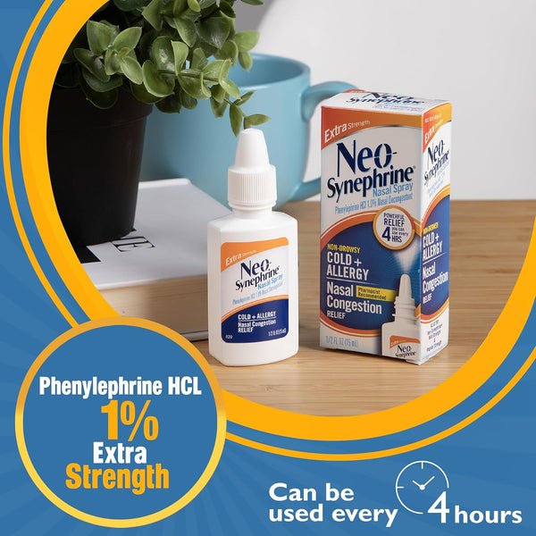 Neo-Synephrine Nasal Spray , Extra Strength Formula, 0.50 Ounces (Value Pack of 2)