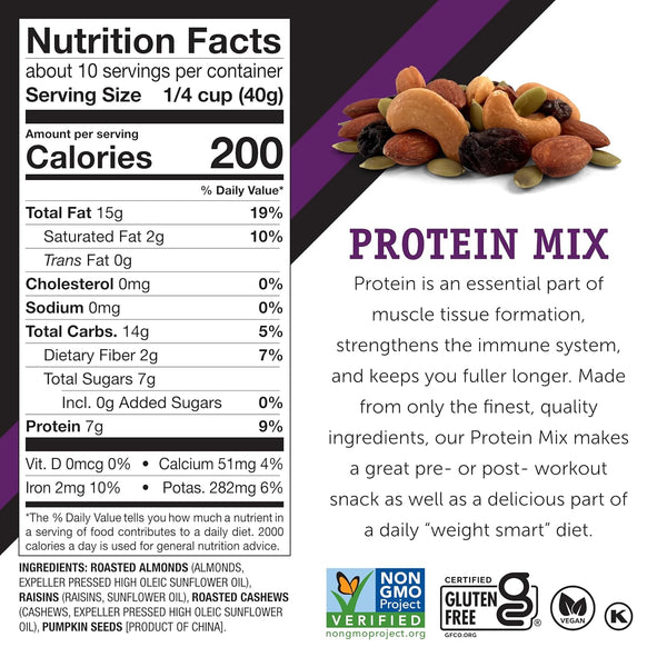 Power Up Premium Trail Mix - Protein Packed 14oz, No Added Sugar, Made Without Peanuts, Gluten Free, Vegan, Non-GMO Raisin 14 Ounce (Pack of 1)