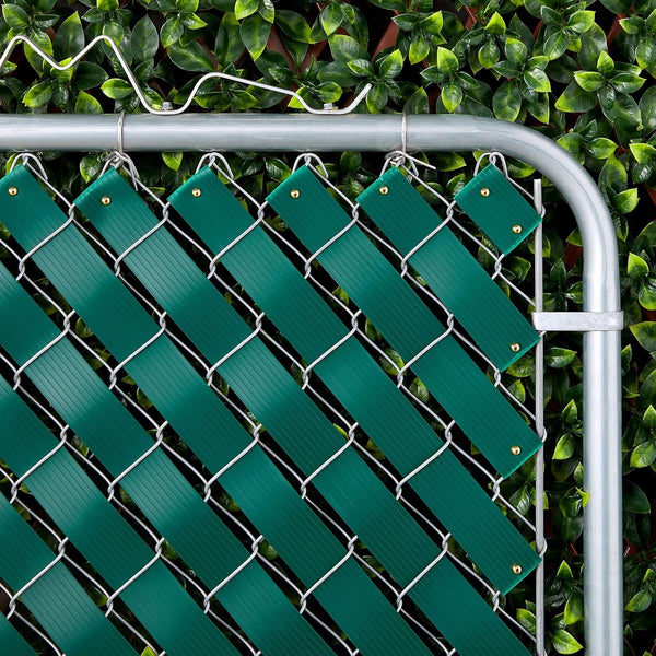 Juvale Fence Privacy Screen Slats - 1.8 in x 246 ft, Dark Green PVC - Privacy Fence Plastic Strips & Vinyl Green Tape with Brass Fasteners -