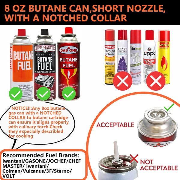 Culinary Professional Kitchen Butane Torch, Upgrade Creme Brulee Blow Torch for Cooking, Adjustable Flame with Reverse Use（Butane Gas Not Included）