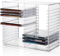 Stori Stackable Clear Plastic CD Organizer with Rubber Feet | Rectangular Jewel Cases Holder Perfect for Theatre Room | Holds up to 30 CD Cases |