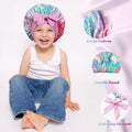2 PCS Kids Bonnets for Girls, Silk Bonnet for Kids, Satin Bonnet for Sleeping, Baby Toddler Tie Bonnet Sleep Cap Set B