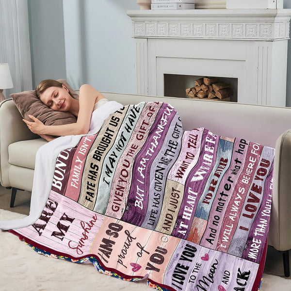 Bonus Daughter Gifts Blanket, Step Daughter Birthday Gifts from Stepmom Stepdad, Mothers Day for Stepdaughter Throw Blankets 50" x 60" Bonus