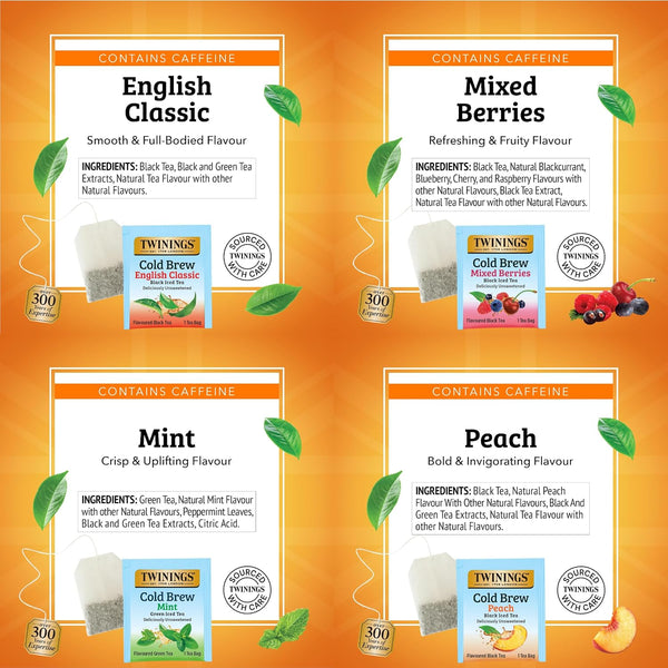 Twinings Cold Brewed Iced Tea Bag Variety Sampler (Pack of 24)