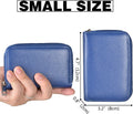 Easyoulife Genuine Leather Credit Card Holder Zipper Wallet With 26 Card Slots small Blue