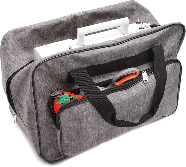 Bright Creations Sewing Machine Case - 18.1 x 9.4 x 12.2 In Gray Polyester - Hard Side Travel Tote & Organizer - Padded Handle & Shoulder Strap -
