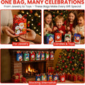 Iconikal 20-Pack Christmas Gift Bags, Small 4x6x2.5-Inch, Snowman Santa Reindeer, Ribbon Handles