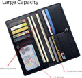 Bveyzi Ultra Slim Thin Leather RFID Blocking Credit Card Holder Bifold Clutch Wallets for Women Black Leather