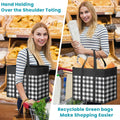 WOWBOX Reusable Grocery Bags, Foldable Reusable Shopping Tote Bags Black 4 Pack