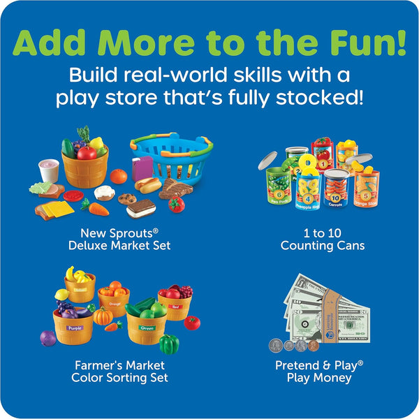 Learning Resources Pretend & Play Teaching Cash Register, 73 Piece Set, Ages 3+, Talking Register, Counting Activities, Money Management