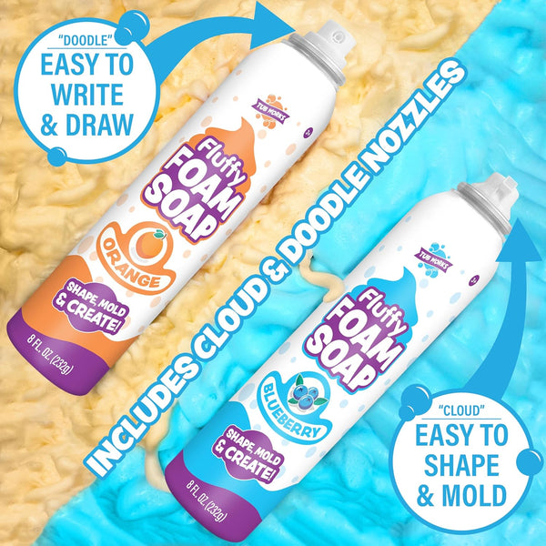 Tub WorksÂ® Fluffy Foam Soap, Variety 6 Pack | Shape, Mold & Create Bath Art with Soft Bath Foam for Kids | Gentle, Cleansing Kids Bath Soap |
