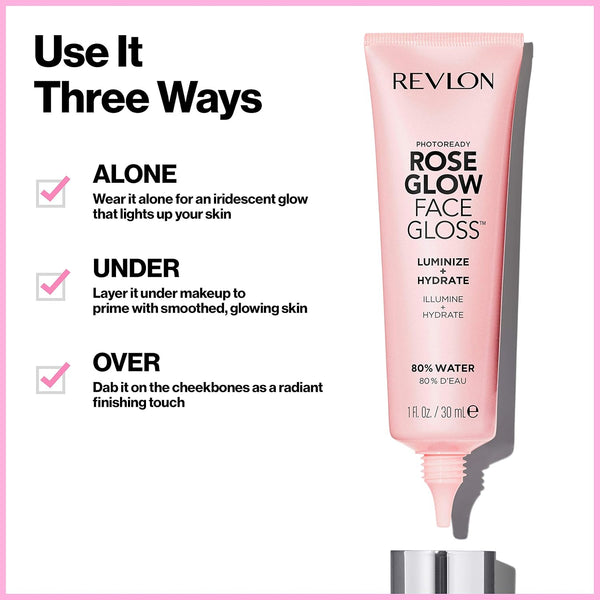 Revlon PhotoReady Rose Glow Face Gloss Makeup Primer, 1 fl oz Pink 1 Fl Oz (Pack of 1)